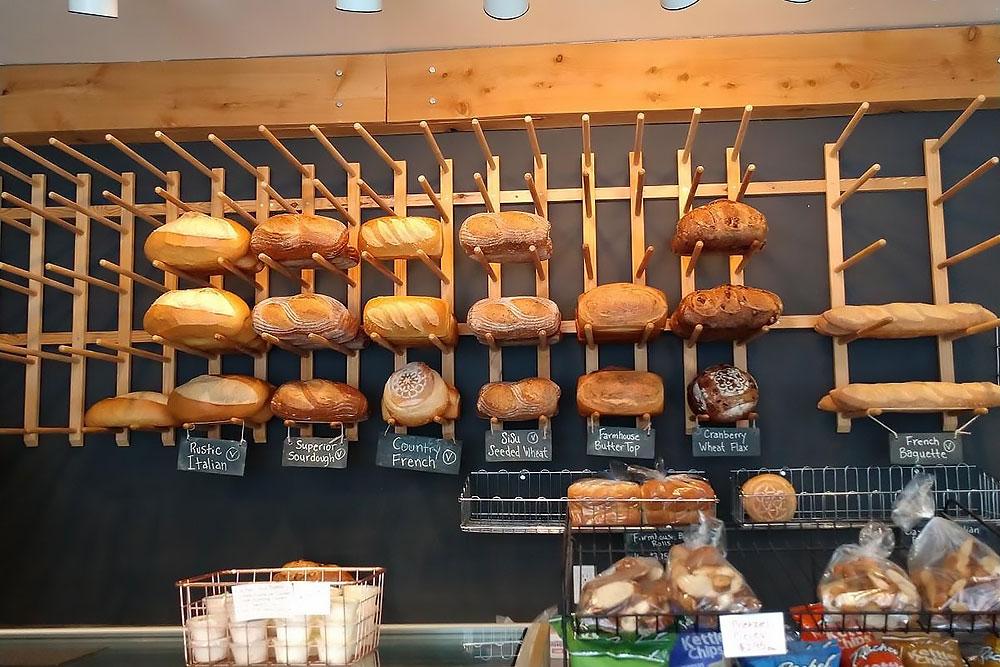 various breads served at bakery
